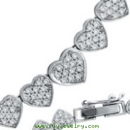 14 K White Gold Diamond Heart Eternity Necklace