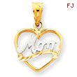 14K  Gold & Rhodium Mom Heart Pendant