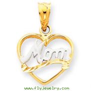 14K  Gold & Rhodium Mom Heart Pendant