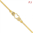 14k  Polished Antiqued Heart Anklet