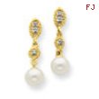 14k & Rhodium 6.5mm FW Cult Button Pearl & Diamond Post Earrings