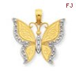 14K & Rhodium Butterfly Pendant