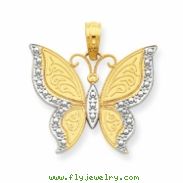 14K & Rhodium Butterfly Pendant