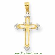 14k & Rhodium Cross Pendant