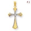 14k & Rhodium Cross Pendant