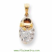 14k & Rhodium CZ Baby Shoe Charm