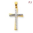 14k & Rhodium Diamond-cut Cross Pendant