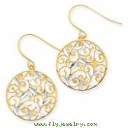 14K & Rhodium Diamond-cut Filigree Circle Wire Earrings