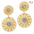 14K & Rhodium Diamond-cut Filigree Medallion Drop Post Earrings