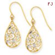 14K & Rhodium Diamond-cut Filigree Teardrop Wire Earrings