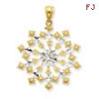 14k & Rhodium Diamond-cut Starburst Snowflake Pendant