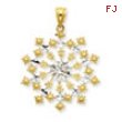 14k & Rhodium Diamond-cut Starburst Snowflake Pendant