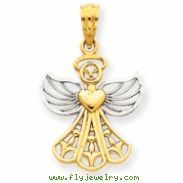 14k & Rhodium Filigree Angel Pendant