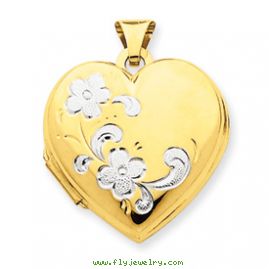 14k & Rhodium Floral Heart Locket