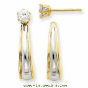 14k & Rhodium J-Hoop with CZ Stud Earring Jackets