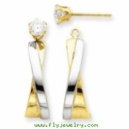 14k & Rhodium J-Hoop with CZ Stud Earring Jackets