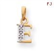 14k & Rhodium Polished .01ct Diamond Initial E Charm