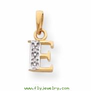 14k & Rhodium Polished .01ct Diamond Initial E Charm