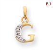 14k & Rhodium Polished .01ct Diamond Initial G Charm