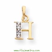 14k & Rhodium Polished .01ct Diamond Initial H Charm