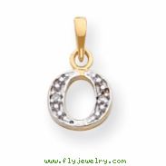 14k & Rhodium Polished .01ct Diamond Initial O Charm