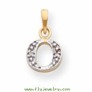 14k & Rhodium Polished .01ct Diamond Initial O Charm