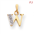 14k & Rhodium Polished .01ct Diamond Initial W Charm