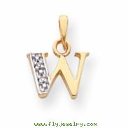 14k & Rhodium Polished .01ct Diamond Initial W Charm