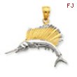 14K & Rhodium Sailfish Pendant