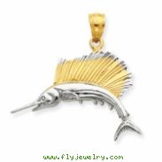 14K & Rhodium Sailfish Pendant