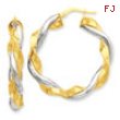 14k & Rhodium Twisted Hoop Earrings