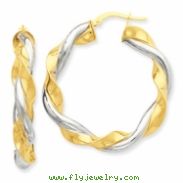 14k & Rhodium Twisted Hoop Earrings