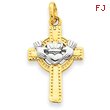 14K  Two-Tone Gold Claddagh Cross Pendant