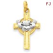 14K  Two-Tone Gold Claddagh Cross Pendant