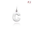 14K  White Gold  Diamond-Cut Initial C Charm