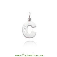 14K  White Gold  Diamond-Cut Initial C Charm
