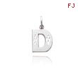 14K  White Gold  Diamond-Cut Initial D Charm