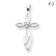 14K  White Gold AA Diamond Cross Pendant