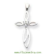 14K  White Gold AA Diamond Cross Pendant