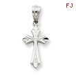 14K  White Gold Budded Cross Charm