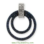 14K  White Gold Diamond & Sapphire Circle Pendant