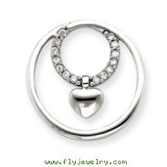 14K  White Gold Diamond Circle Heart Pendant