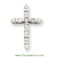 14K  White Gold Diamond Cross Pendant