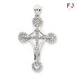 14K  White Gold Diamond Cross Pendant