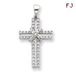 14K  White Gold Diamond Cross Pendant