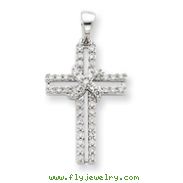 14K  White Gold Diamond Cross Pendant