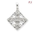 14K  White Gold Diamond Fleur-de-lis Pendant