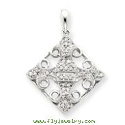 14K  White Gold Diamond Fleur-de-lis Pendant