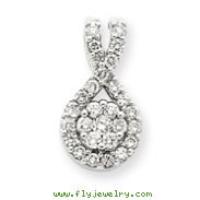 14K  White Gold Diamond Teardrop Pendant