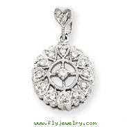 14K  White Gold Diamond Vintage Circle Pendant